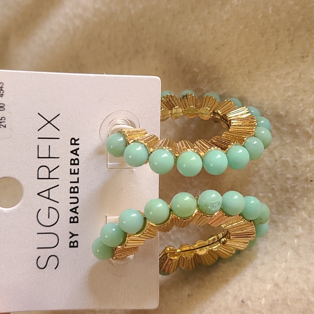 Sugarfix by Baublebar mint and gold hoops